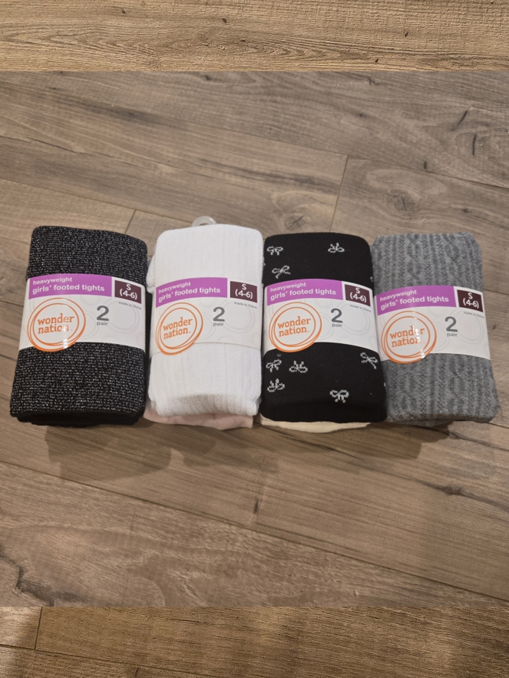 NEW Girls Tights Bundle - Size S (4-6) - 4 Pack Essential Solids & Prints